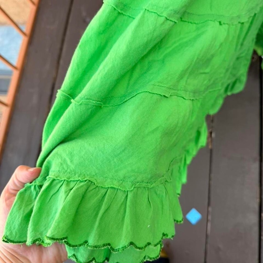 green tiered maxi skirt with ruffles - Picture 8 of 8